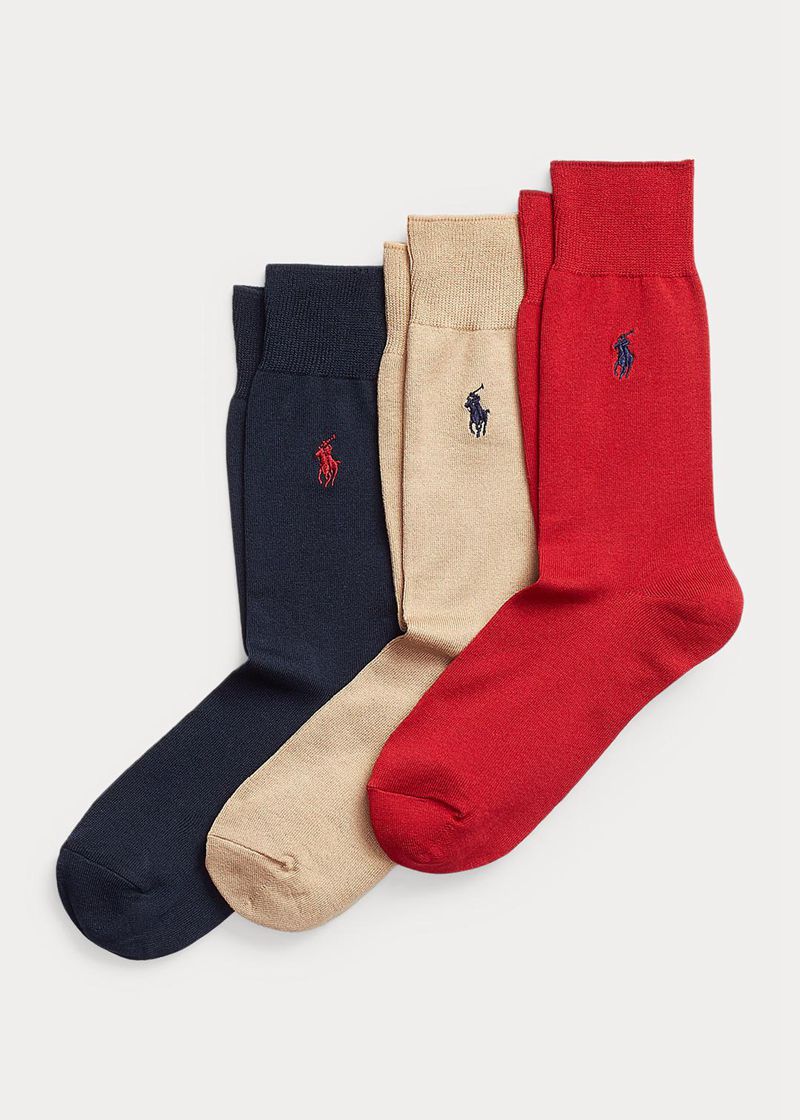 Calcetines Polo Ralph Lauren Hombre Trouser 3-Pack Chile Marrones TFECB-9612